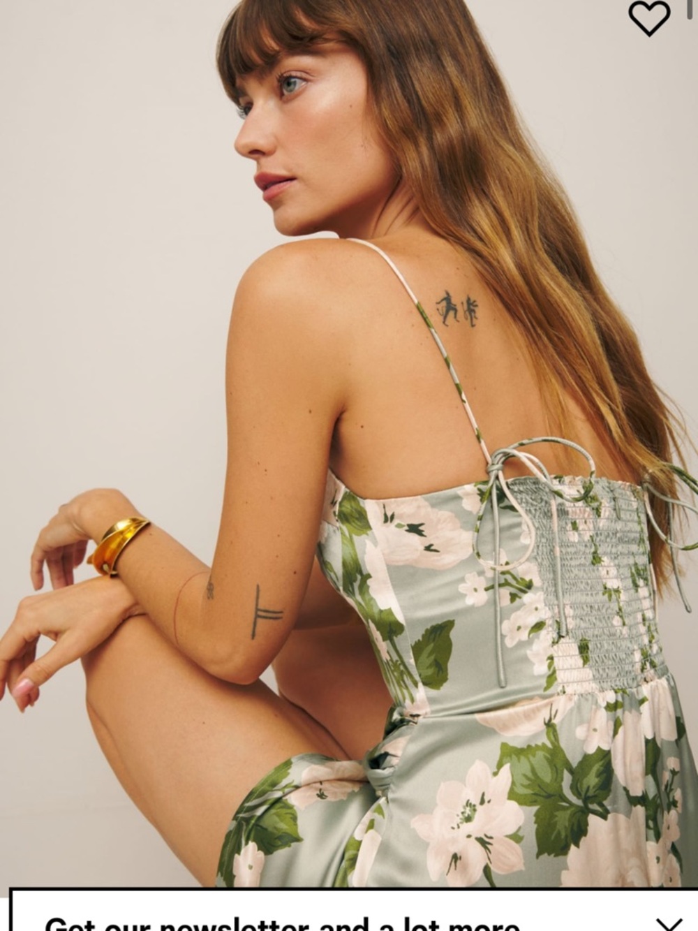Reformation Marguerite Silk Maxi Dress in Sage Green and Cream Floral - Picture 6 of 8